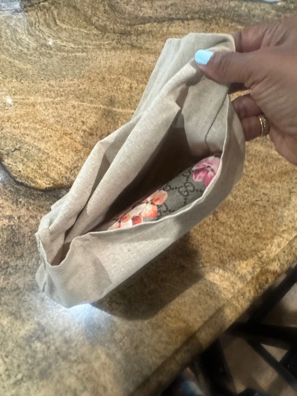 Gucci Floral GG Supreme Continental Wallet - Gray with Pink & Green Accents - Picture 15 of 15